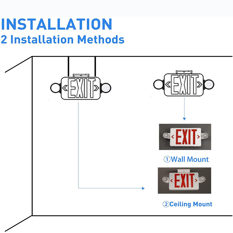 LED Exit Sign Emergency Light Compact Combo Double/single face w/Battery Backup
