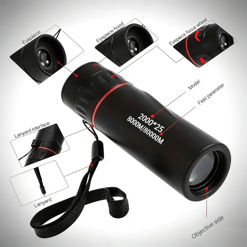 Mini Monocular Telescope 25X w/ Phone Adapter