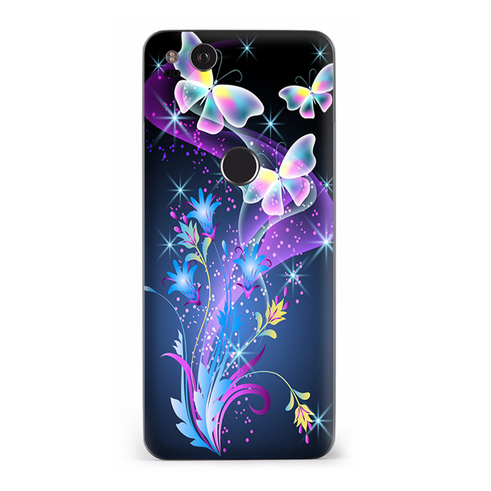 Google Pixel 2 Skins Decal Wrap glowing butterflies in flight