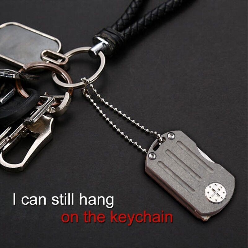 Mini Small Edc Office Pocket Folding D2 Steel Blade Knife Titanium Handle Tools
