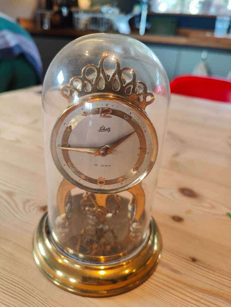 Vintage German Schatz Mini Torsion Clock Clockmakers - Runs