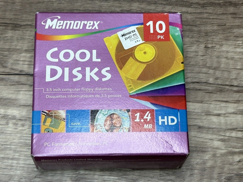 Memorex Cool Disks 5 pack, PC Formatted 3.5 Floppy Diskettes 1.4 MB Partial