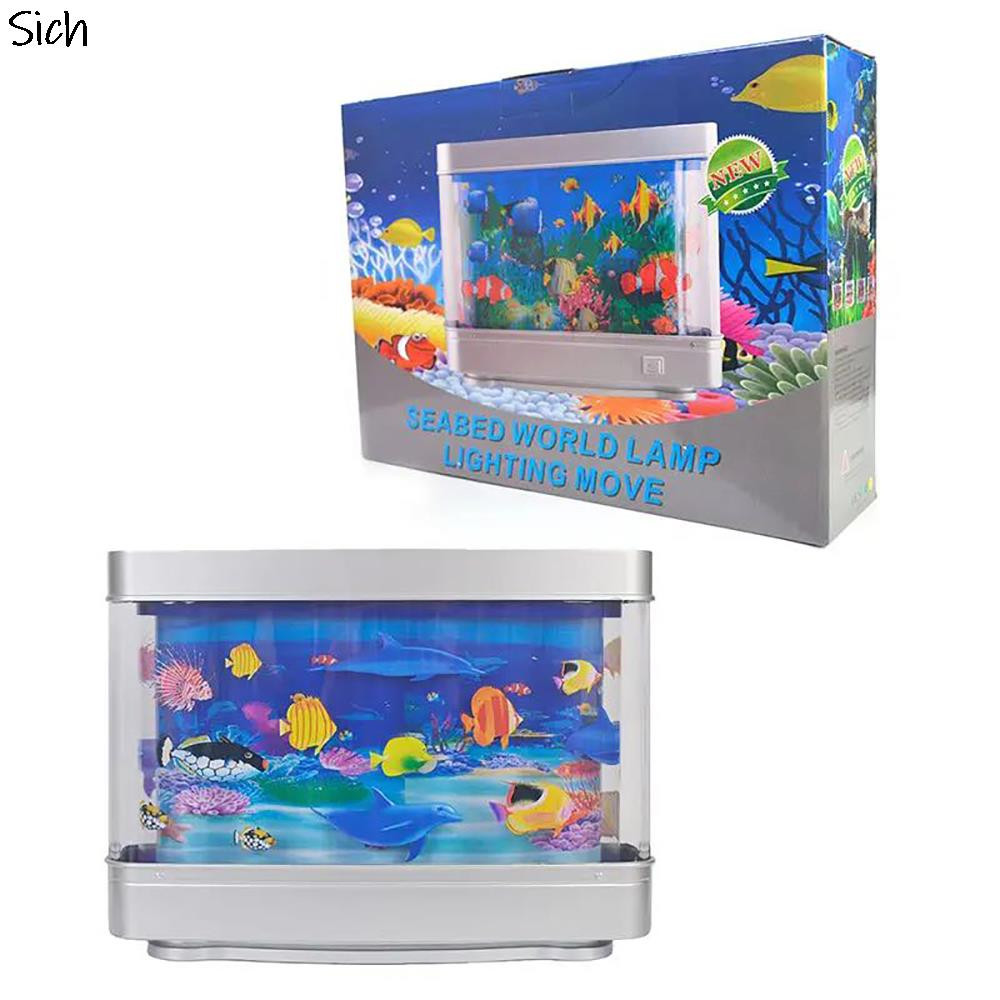 Fake Fish Tank Mini Aquarium Dynamic Image Decora Light Virtual Ocean Motion ~