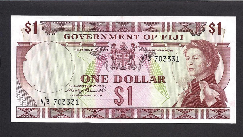Fiji p-65a , AUNC , 1 Dollar , 1971 , QEII
