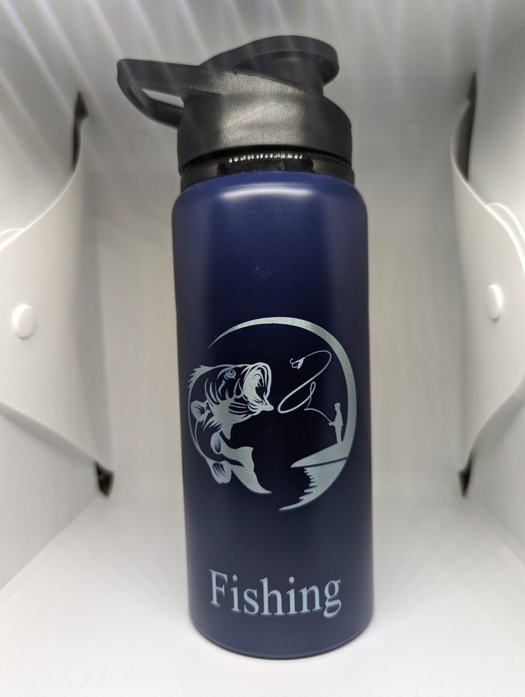 water bottle aluminum with fish logo