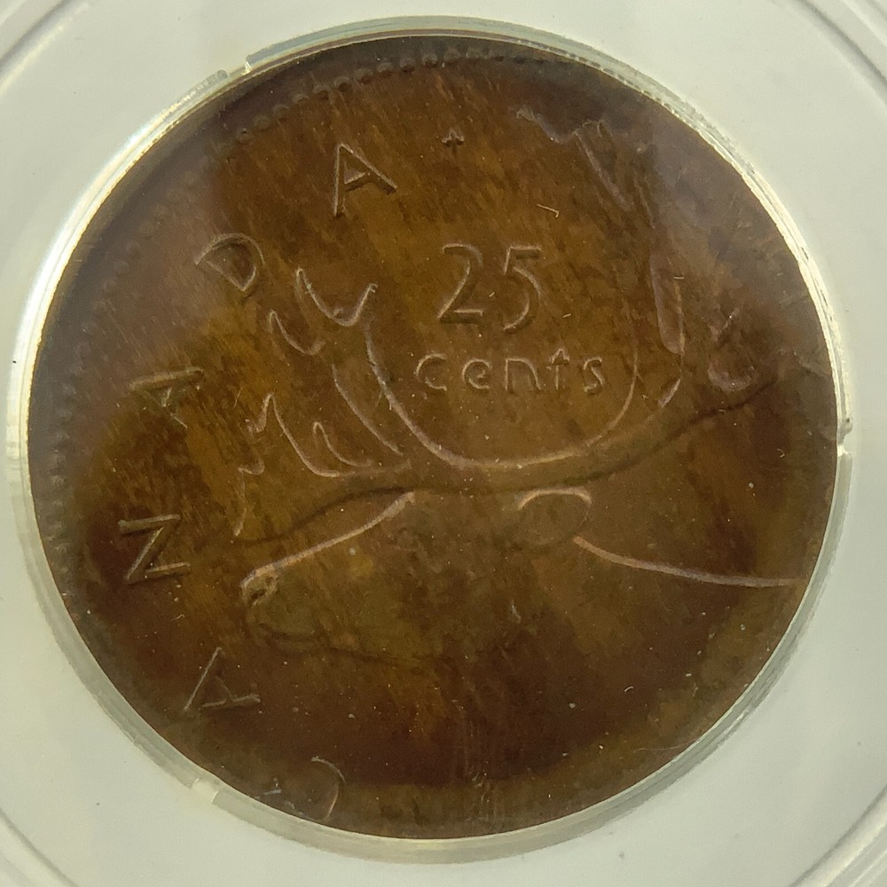 25 Cents Struck on Unknown Non Magnetic Planchet Canada Error Coin II257