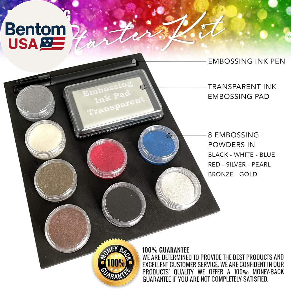 Embossing Kit with Heat Tool Bundle, Embossing Powders, Complete Embossing Start