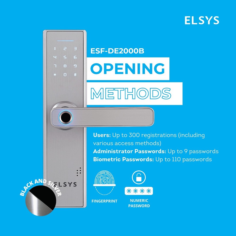 Digital Lock with Handle - Fingerprint Door Lock & Numeric Access - Silver
