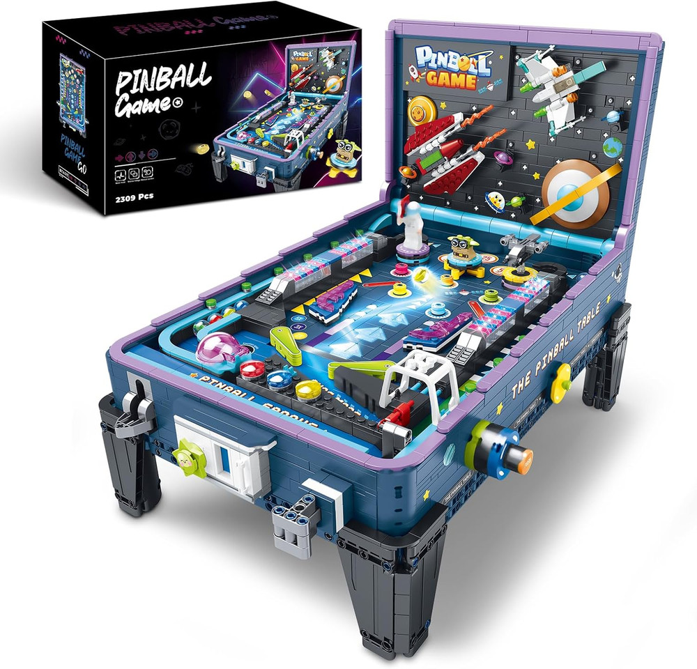 Pinball Machine Building Set Arcade Game Kit for Adults, Interactive Table Top D