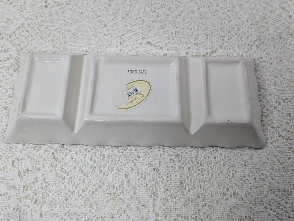 3 Section Serving Dish Halloween Tii Collections Ceramic Handmade Ghost Pumpkin