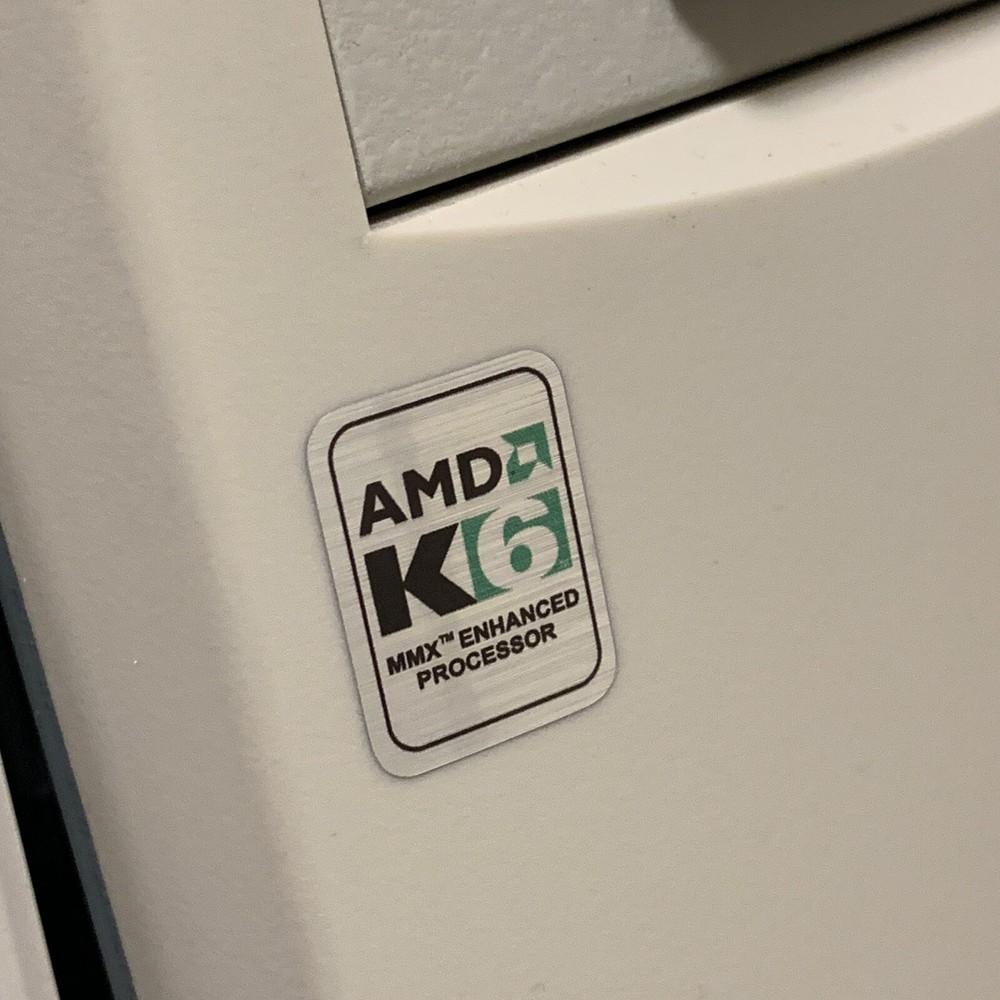 AMD K6 MMX Enhanced Processor Computer Case Badge FLAT Sticker Retro 586 PC