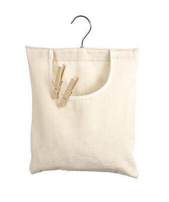 Whitmor 6462-789 Clothespin Bag, Canvas, Hanging Hook - Quantity 1