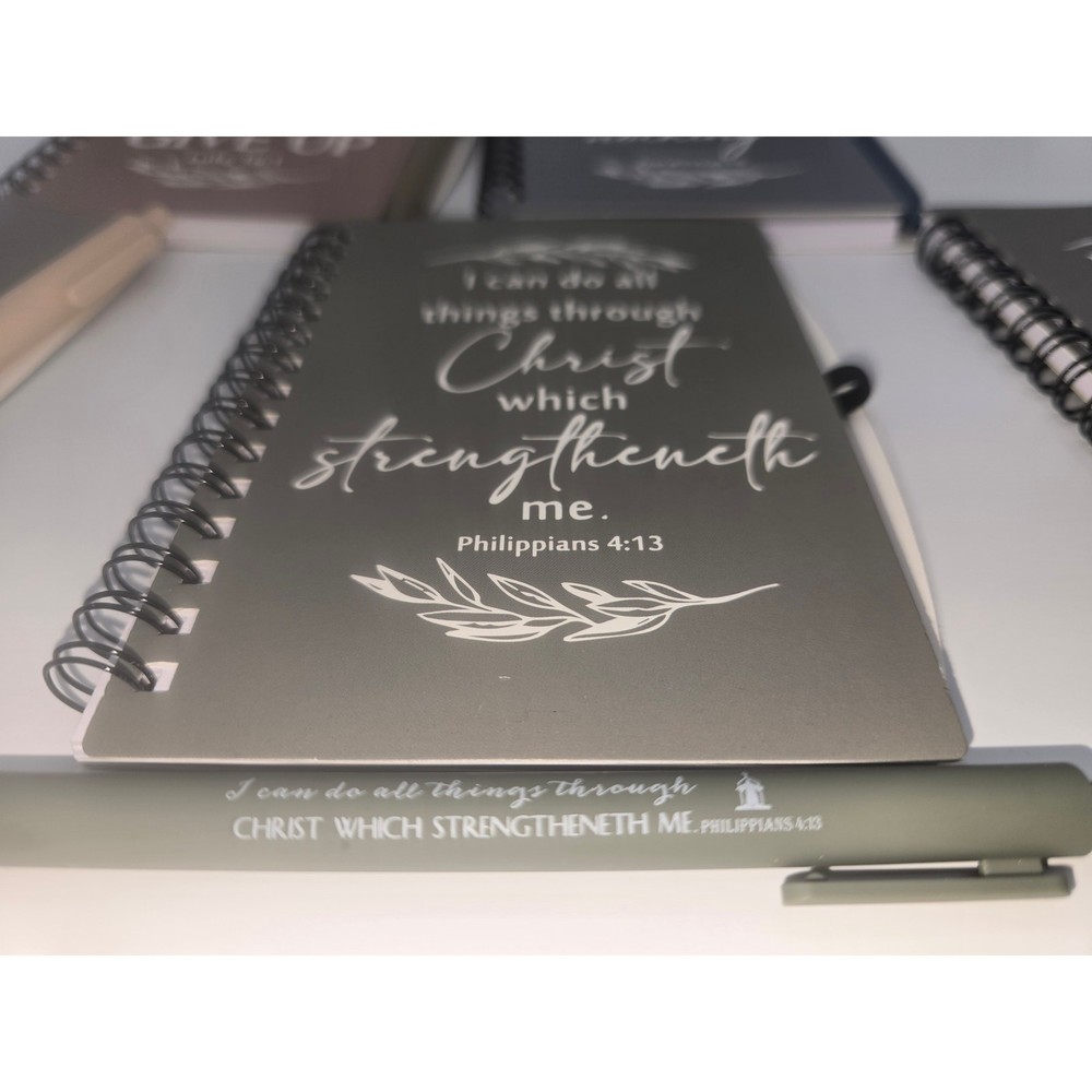 5-Pack of Inspirational Religious Notebooks & Matching Pen w/Scriptures