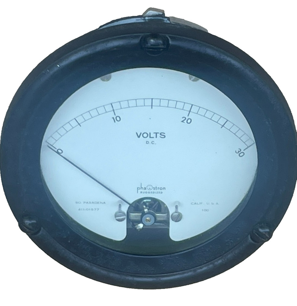 Phaostron Meter Ruggedized. 0- to-30 Volts D.C, 411-01577