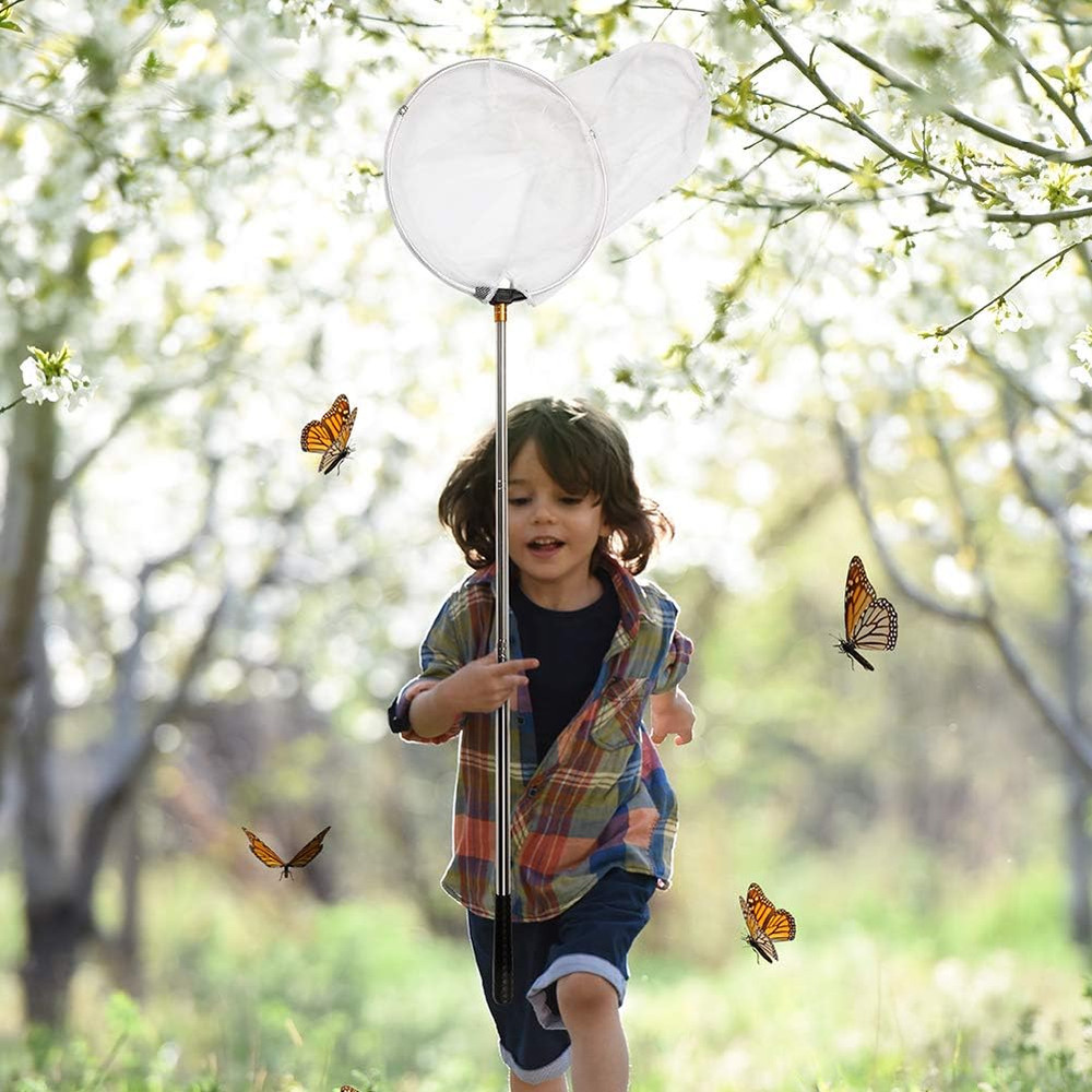 RESTCLOUD Insect and Butterfly Net with 12" Ring, 24" Net Depth, Handle Extends