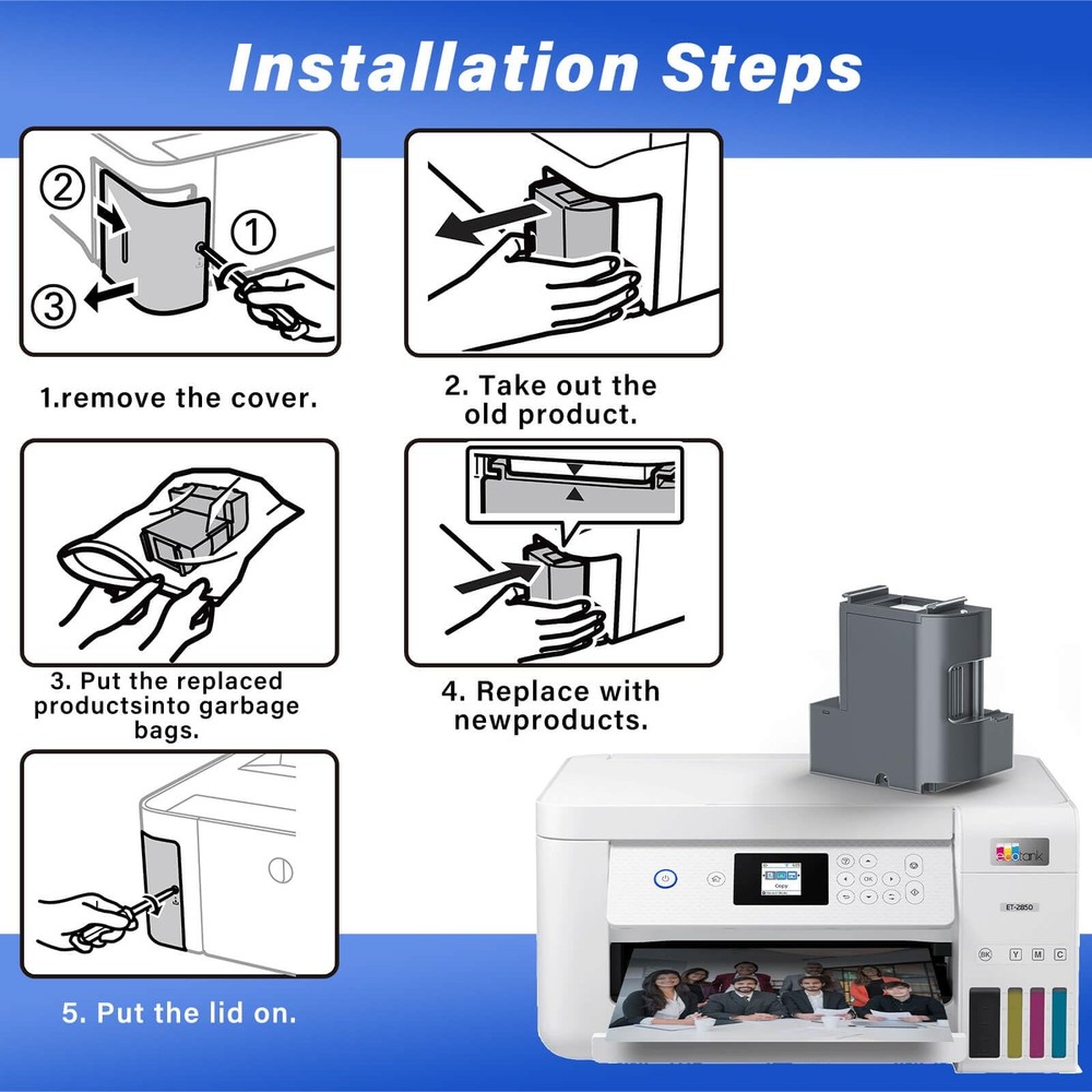 INKROBAT Waste Ink Pad Replacement with Reset Software for Ecotank ET-2850 ET-27