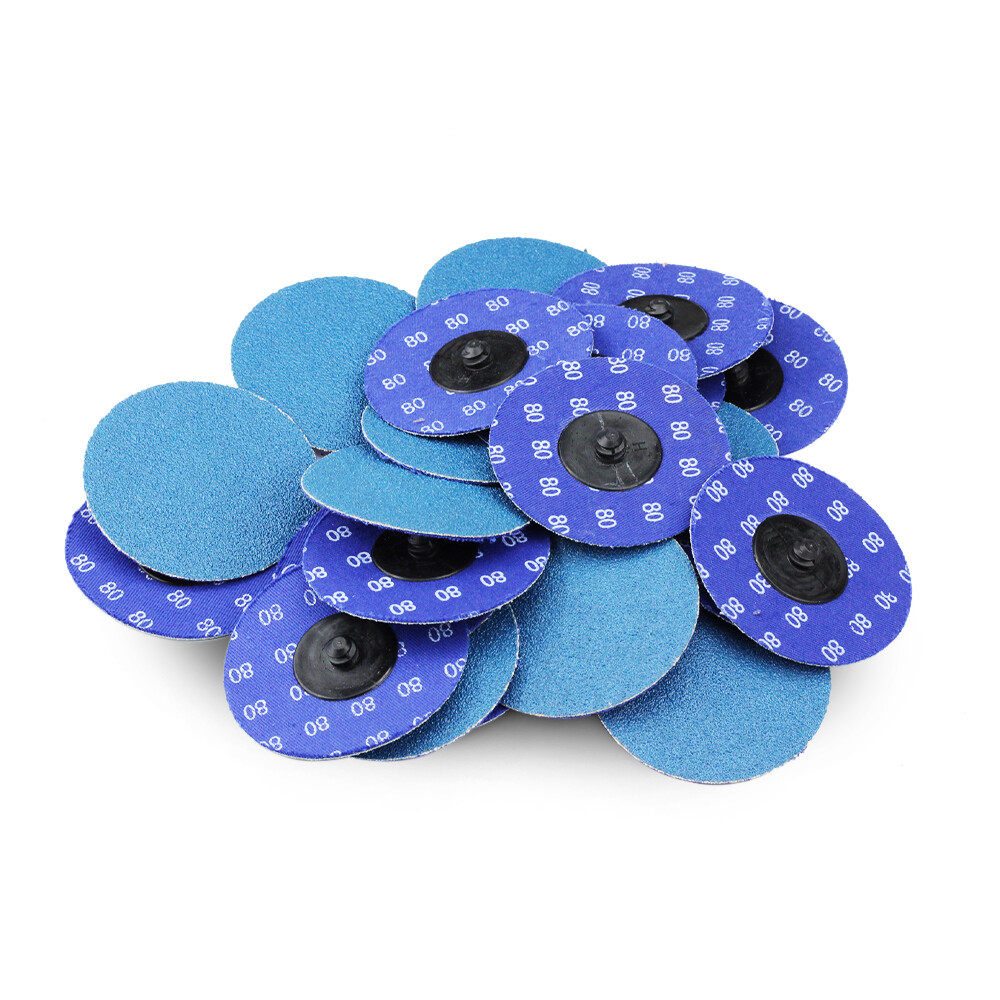 100 Pack - 3" Zirconia 80 Grit Quick Change Sanding Disc Black Hawk Type R Roloc