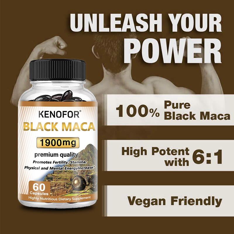 Male sexual function regulation | Organic Black Maca Capsules | 60 Capsules