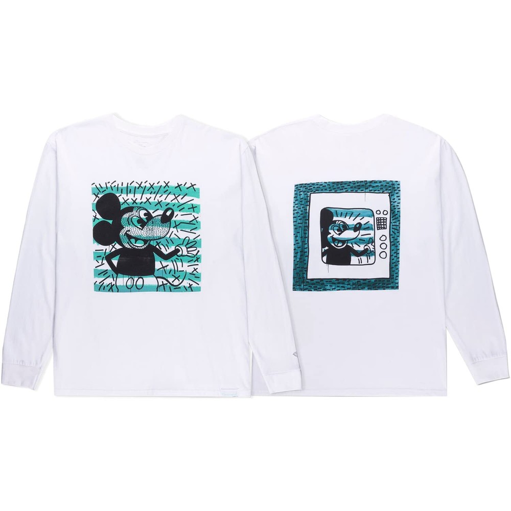 Diamond Mickey and Haring BoxLong Sleeve Medium White