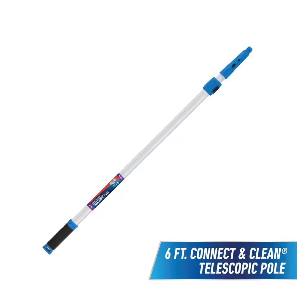 6ft Aluminum Telescoping Pole Connect & Clean Locking Cone Quick Clamps