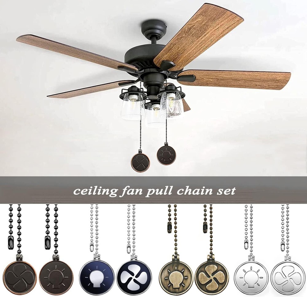 Ceiling Fan Pull Chain Decorative Extension A set of 2 Ornaments Silver