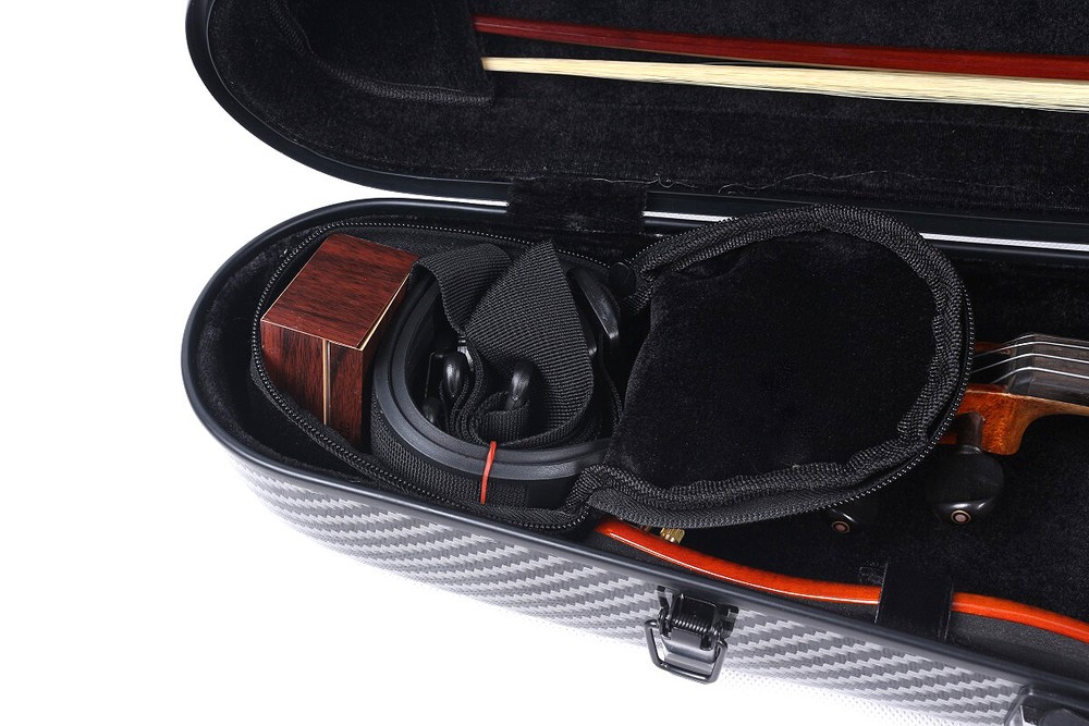 Advanced Black Violin Case 4/4 Hard Shell Light Carbon Fiber Violin Box Strap