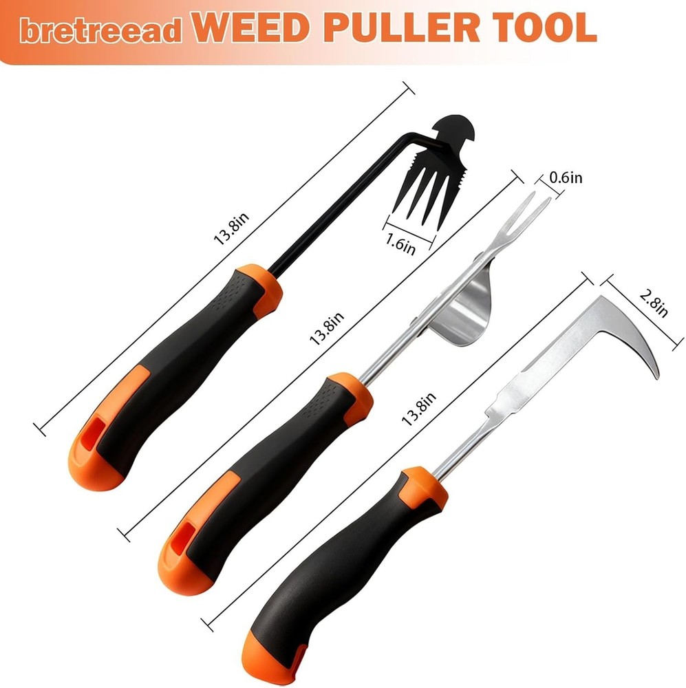 Versatile Garden Weed Puller Set - V Shape, 4 Teeth & L Shape Tools Included