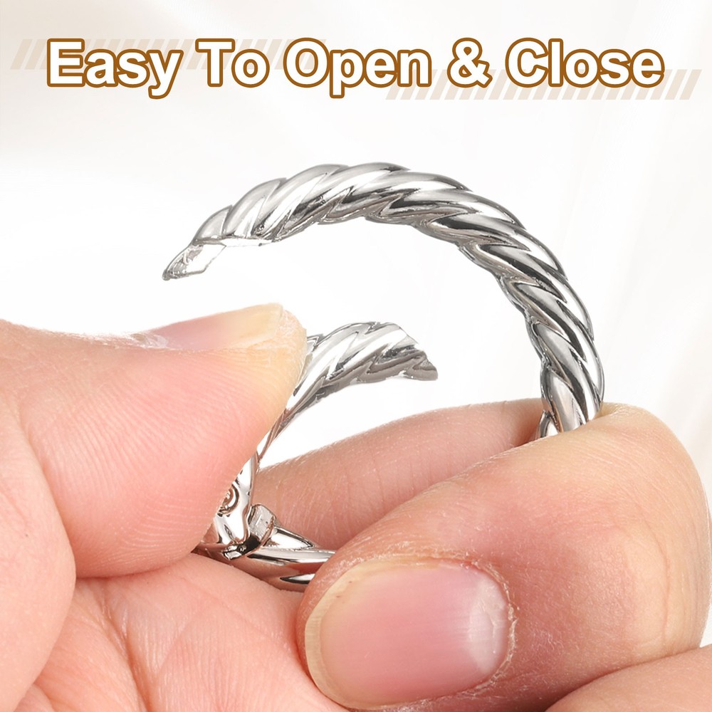 6Pcs Spring O Rings 3/4" Round Trigger Snap Hook Circle Silver Key Ring Clip