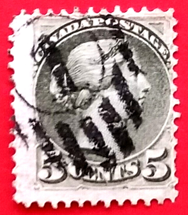 Canada Stamp #38 "Small Queen Issue - slate green" Used