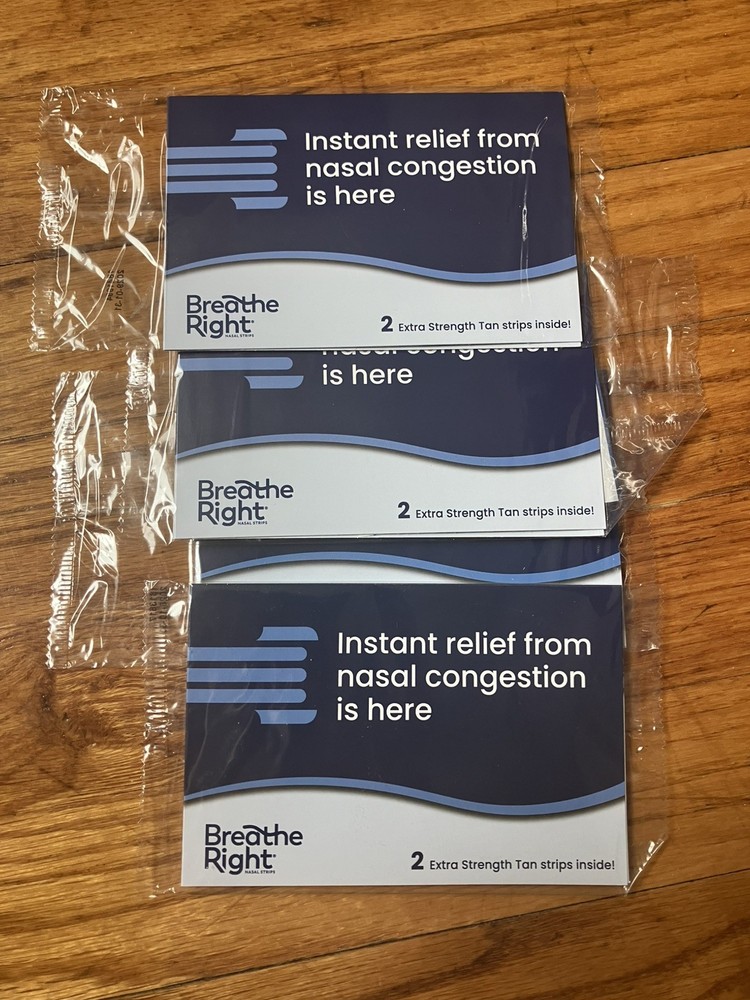 Breathe Right Extra Strength Tan Nasal Nose Strips 8 Samples 4 Pack Trial Bundle