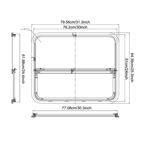 RV Rectangular Window Vertical Slide Window Venting Window Clip-on Mounting