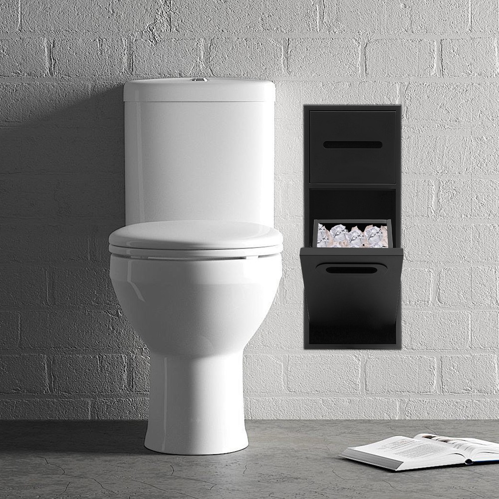 Rectangle Hidden Bathroom Trash Can Cabinet - Modern Space-Saving Design