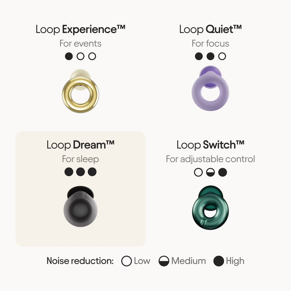 Loop Dream Earplugs for Deep Sleep, Napping and Snoring - Black