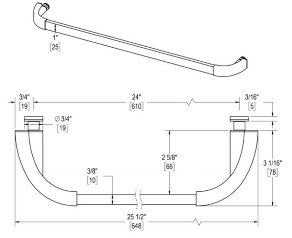 Aria 24" Cuttable Single Sided Towel Bar - Polished Nickel