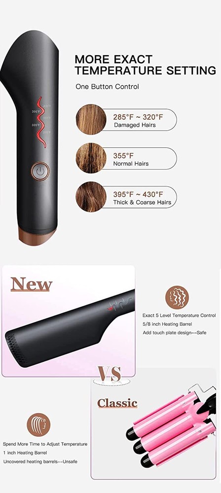 Double Barrel Ceramic Hair Waver, Beach Wave Egg Roll Curling Iron Styling Tool