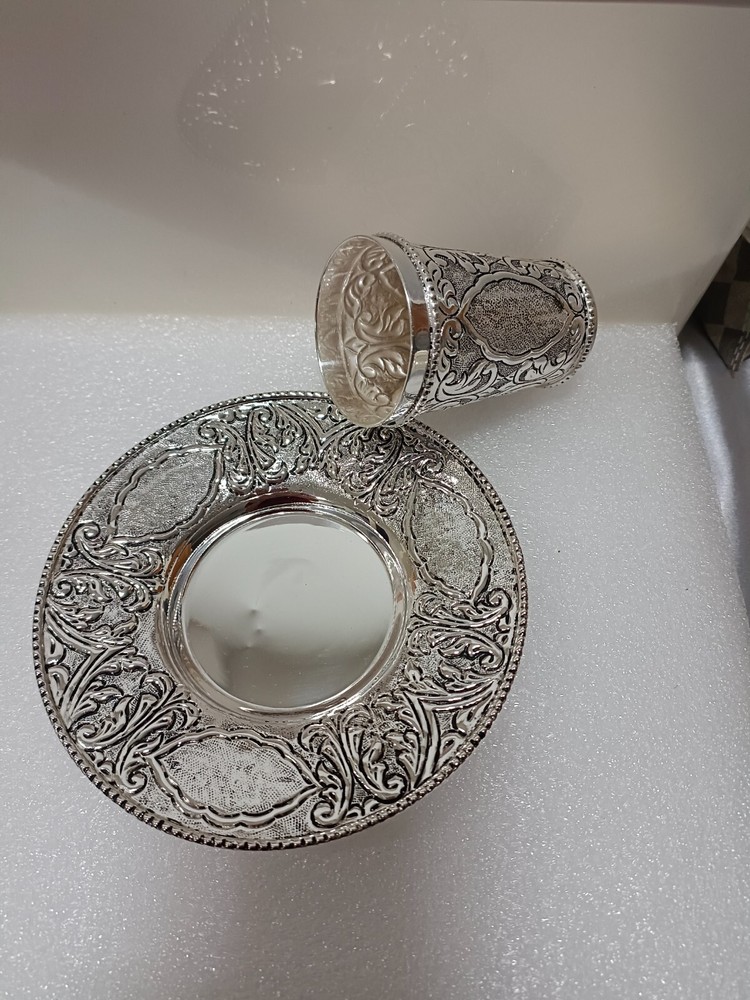 Vintage Kiddush Cup Silver Plated tray | Sam Judaica cup tray set