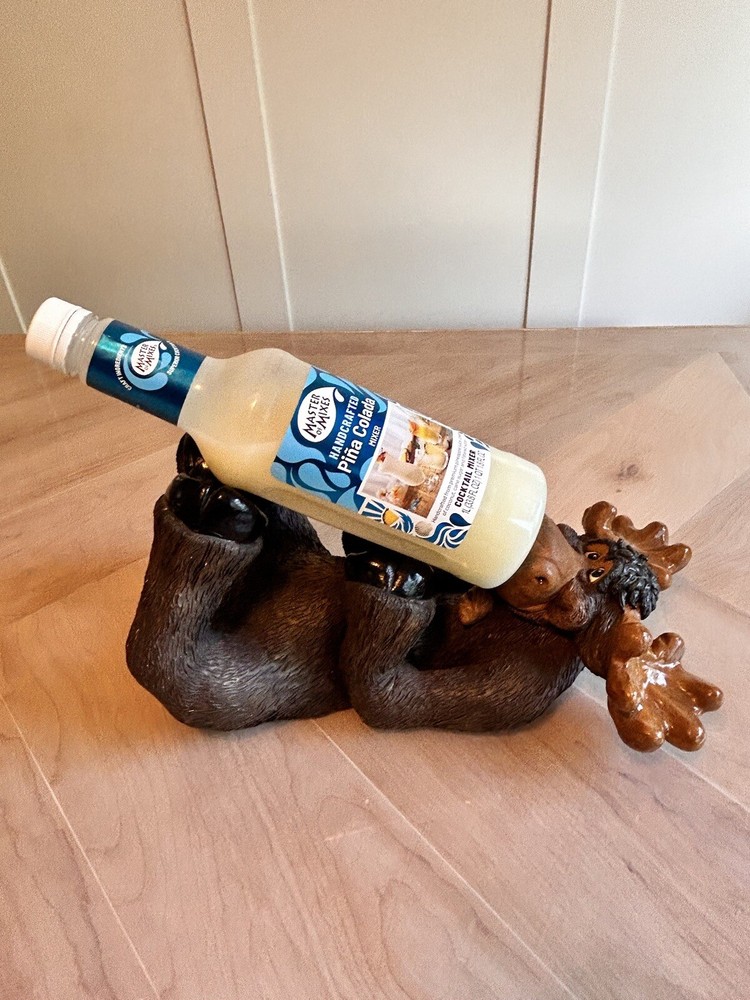 Moose Wine Bottle Holder Caddy Heavy Resin Brown Cabin Rustic Decor Awesome