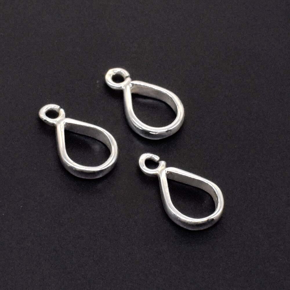 3 Pcs 925 Sterling Silver Pendant Bail Loop Open Jump Ring 15mm Long Bails