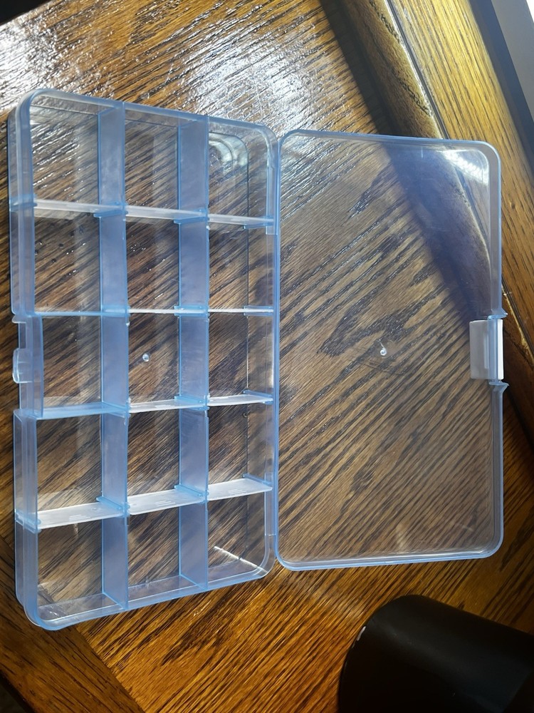 (9) 15 Slot Storage Containers. Clear Plastic Stackable Storage Containers