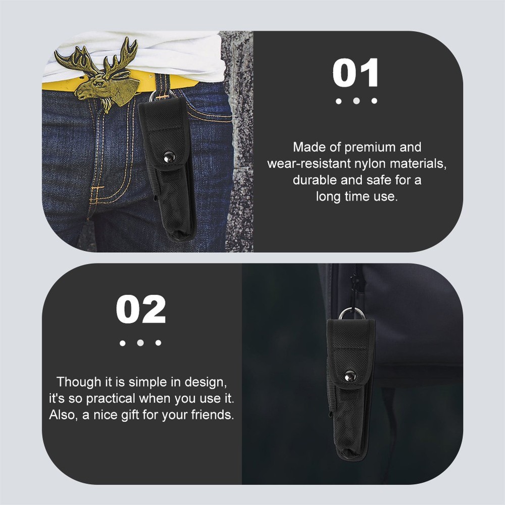 2Pcs Portable Flashlight Holsters Nylon Flashlight Pouch Multi-function Bag