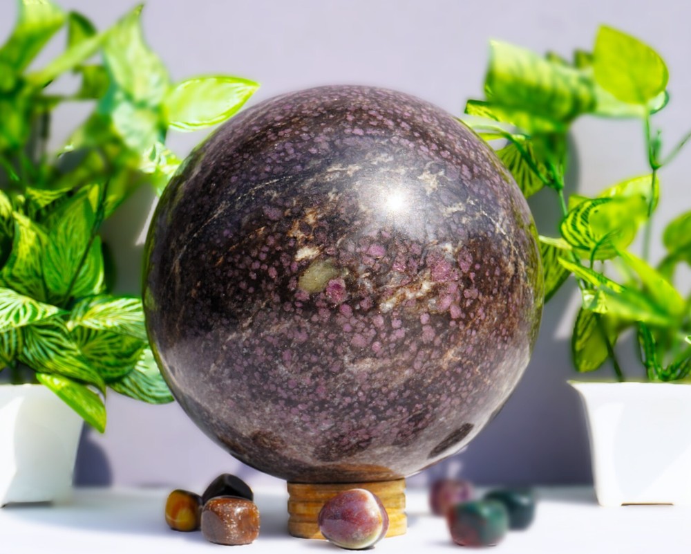 Large 170MM Pink Ruby In Spinal Matrix Stone Healing Mineral Metaphysical Sphere