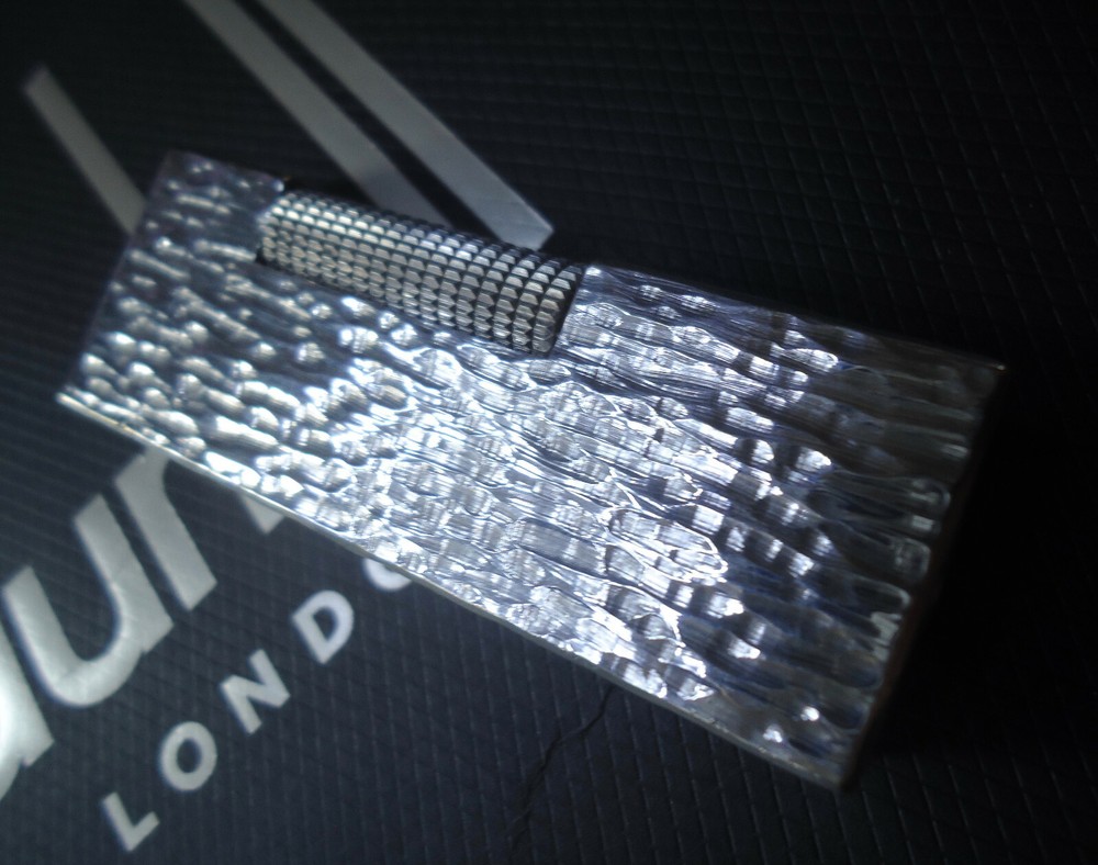 Dunhill Rollagas Lighter - Silver Plated - 'Bark' Pattern - Serviced