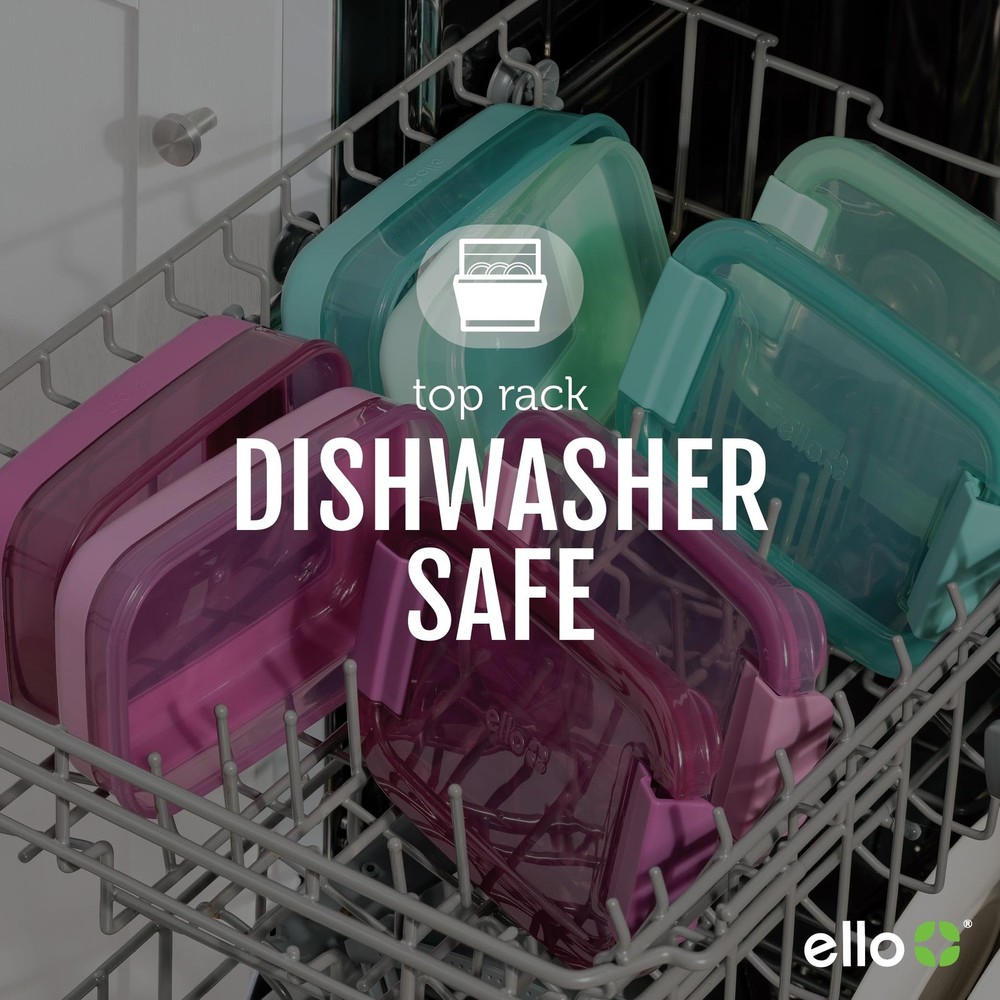 Ello 2-Pack Lunch Stack Plastic Food Storage Container 2 & 3 Cup, Raspberry