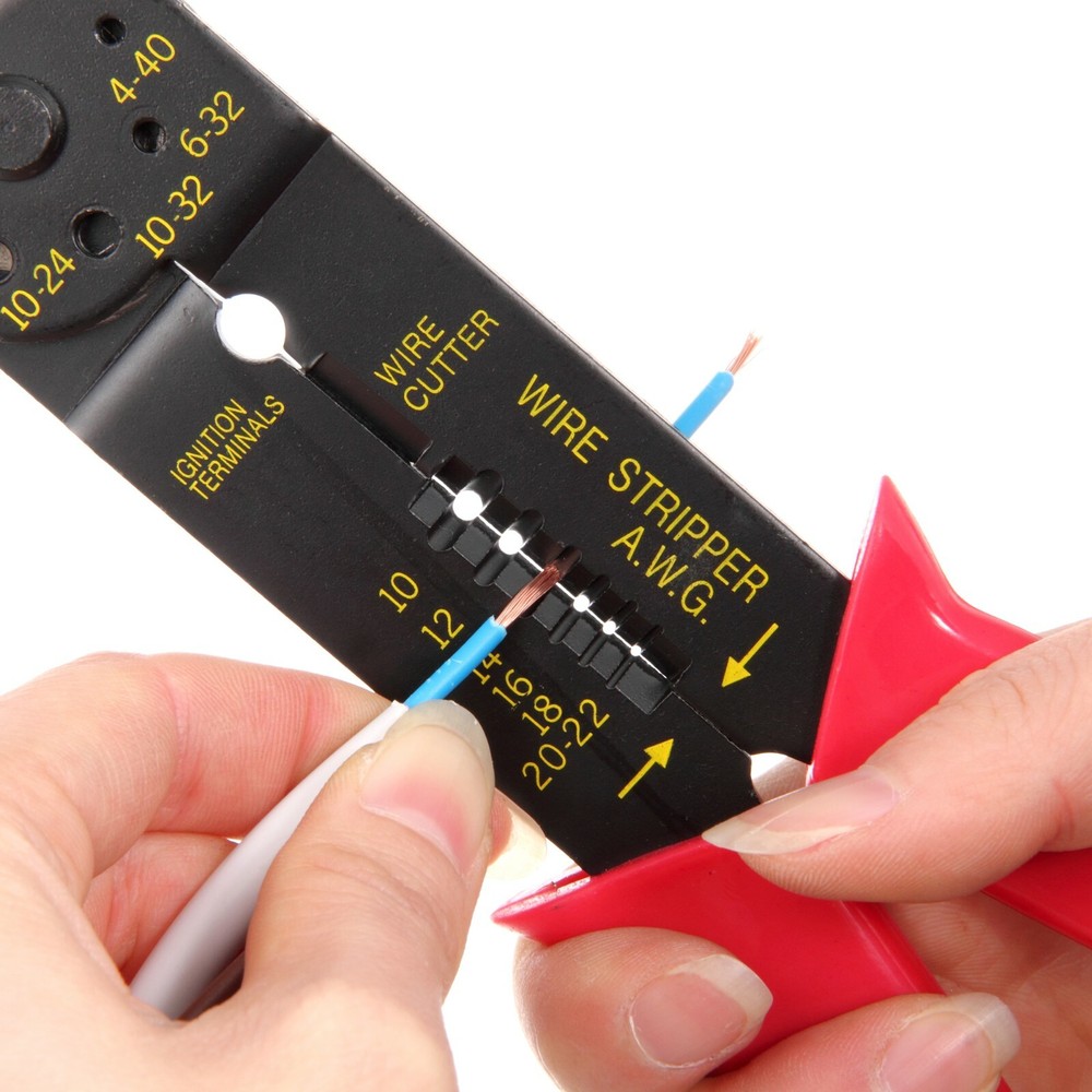 Wire Cable Stripper / Crimper Tool with 25 Piece Cable Terminal Connectors Set