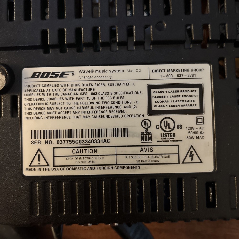 Bose Wave Music System 3-Disc Multi-CD Changer **Powers On** "Disc Error" CLEAN