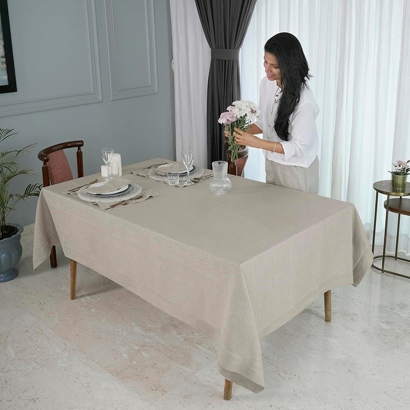 Natural Linen Tablecloth Rectangle Eco-Friendly Gift Support Education New