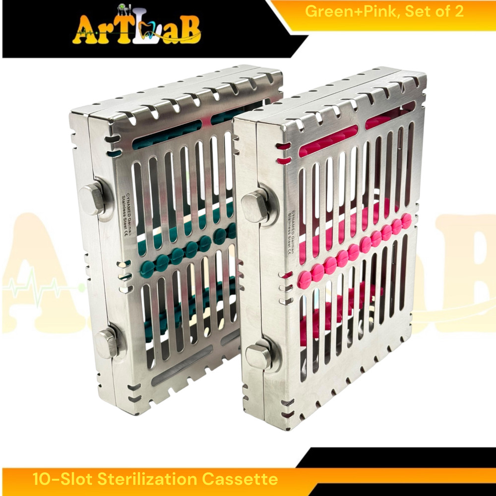 Autoclave Sterilization Boxes for 10 Instruments Each, Detachable, 2-Button (2PK