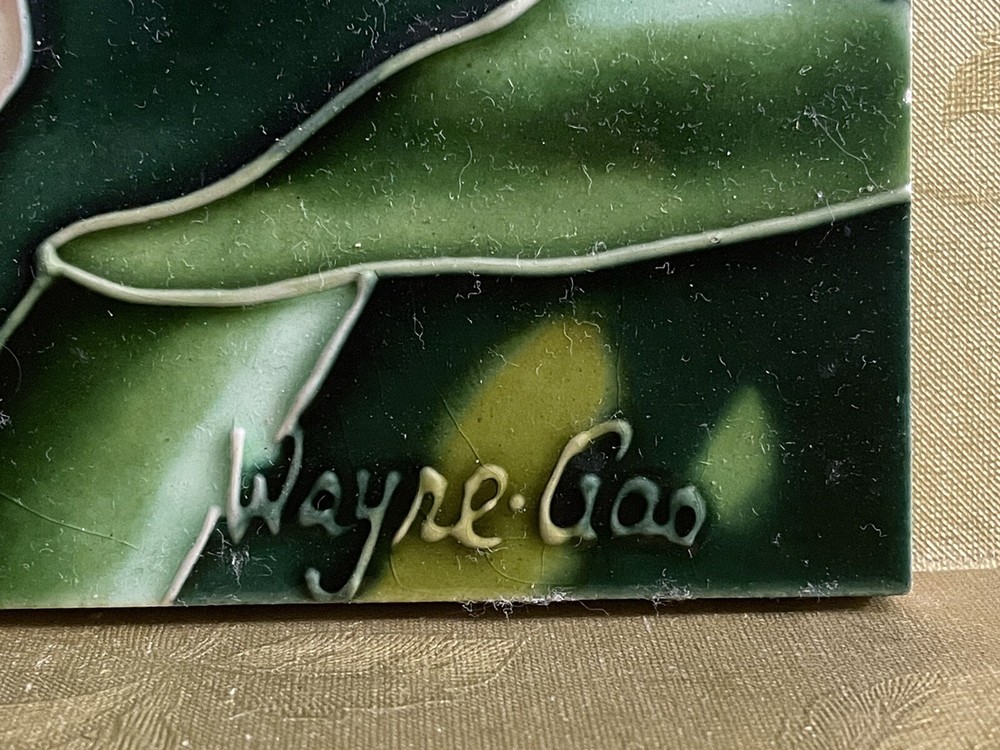 8x8 Wayne Gao Ceramic Plaque Art Tile orchid flower.