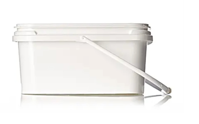 5 X 1 gallon white PP plastic rectangular EZ Stor pail with handle and lid