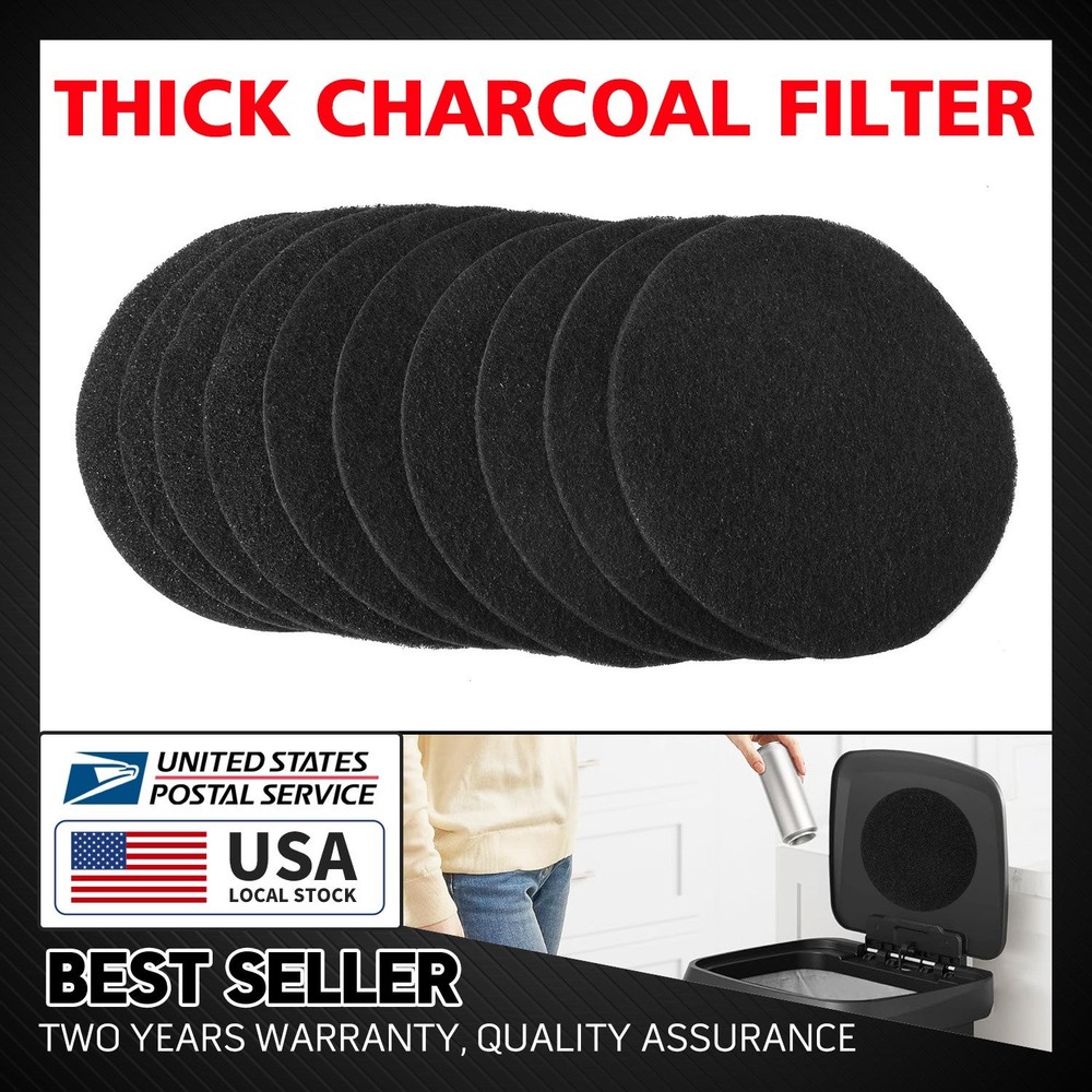 Charcoal Filter Replacements Kitchen Compost Bin Round 6.7" 0.4" Thick 10 Pcs